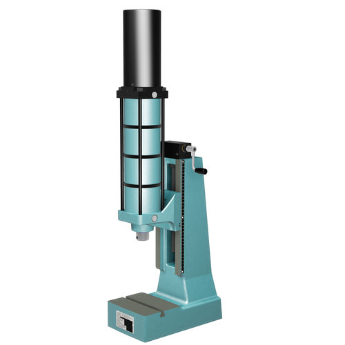 Direct-acting pneumatic presses from mäder generate a constant force over the entire stroke length. The stroke lengths can be precisely adjusted. Thanks to their modular design, the exact construction dimensions required for the application are available.

All direct-acting pneumatic presses are available as automation modules and with mäder controls for individual workstations. XL variants with more throat depth enable the processing of sheet metal, printed circuit boards and other bulky parts. Presses with up to 350 mm working height are available for high parts that require more upward space. Direct-acting pneumatic presses are virtually maintenance-free – bearings support all the moving parts. The cylinders are pre-greased and therefore suitable for oil-free operation. The height of the press head can be easily adjusted using a threaded spindle and angular gear drive. The side-mounted measuring strip enables the fast reproduction of settings when changing tool
